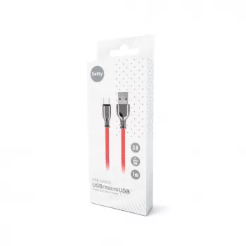 Setty Καλώδιο USB-A σε Micro-USB 1,0 m 3A Ταχεία Φόρτιση Κόκκινο FC-M