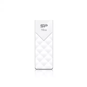 Silicon Power 16GB USB 2.0 Flash Drive, Ανασυρόμενο Σχέδιο χωρίς Καπάκι, Λευκό