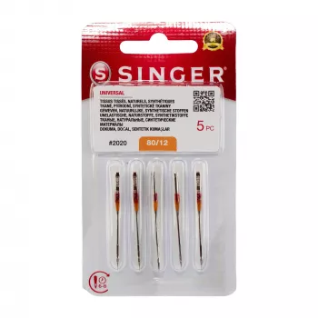 Singer 2020 βελόνες μηχανής universal, μέγεθος 12/80, συσκευασία 5 τεμ.