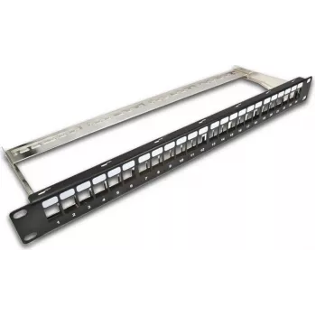 Wirewin TKS PANEL 24 BLACK - Θωρακισμένο τυφλό patch panel 24-Port Keystone, 19 ιντσών 1U τοποθέτηση rack, Μαύρο