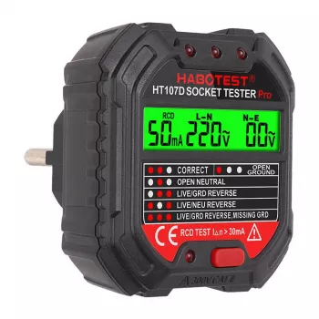 Δοκιμαστής πρίζας με ψηφιακή ένδειξη Habotest HT107D