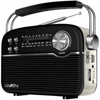 Ηχείο SVEN SRP-500, Μαύρο (3W, Bluetooth, FM/AM/SW, USB, microSD, AUX, Μπαταρία)