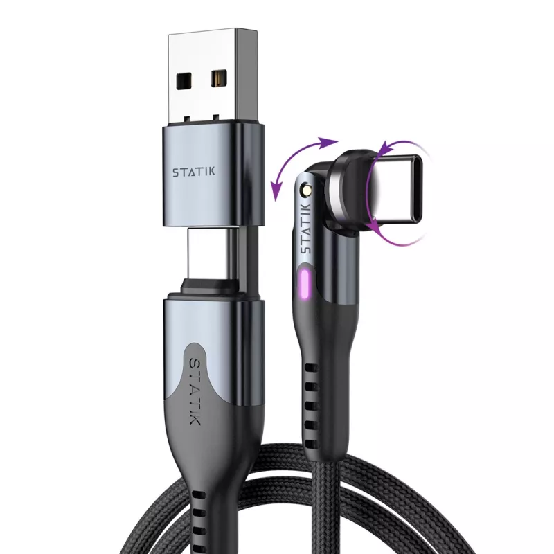 STATIK PowerPivot Pro Πλεκτό καλώδιο Nylon, USB-C σε USB-C, 1m, μαύρο