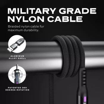 STATIK PowerPivot Pro Πλεκτό καλώδιο Nylon, USB-C σε USB-C, 2m, μαύρο