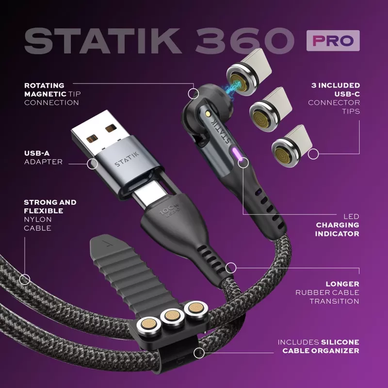 Statik 360 Pro Καλώδιο 2.0 USB-C Only; 1m, μαύρο