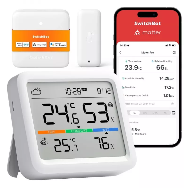SwitchBot Meter Pro Μετεωρολογικός Σταθμός Θερμόμετρο Υγρόμετρο Λευκό