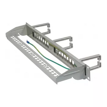Synergy21 Keystone Patch Panel 19 ίντσες 1U 16 Θύρες Ανοιχτό Γκρι με Βραχίονα Διαχείρισης Καλωδίων