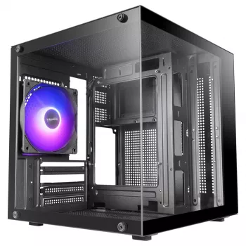 TACENS MARS MC-CUBE κουτί Micro-ATX, μαύρο, Tempered Glass, ARGB, USB-C