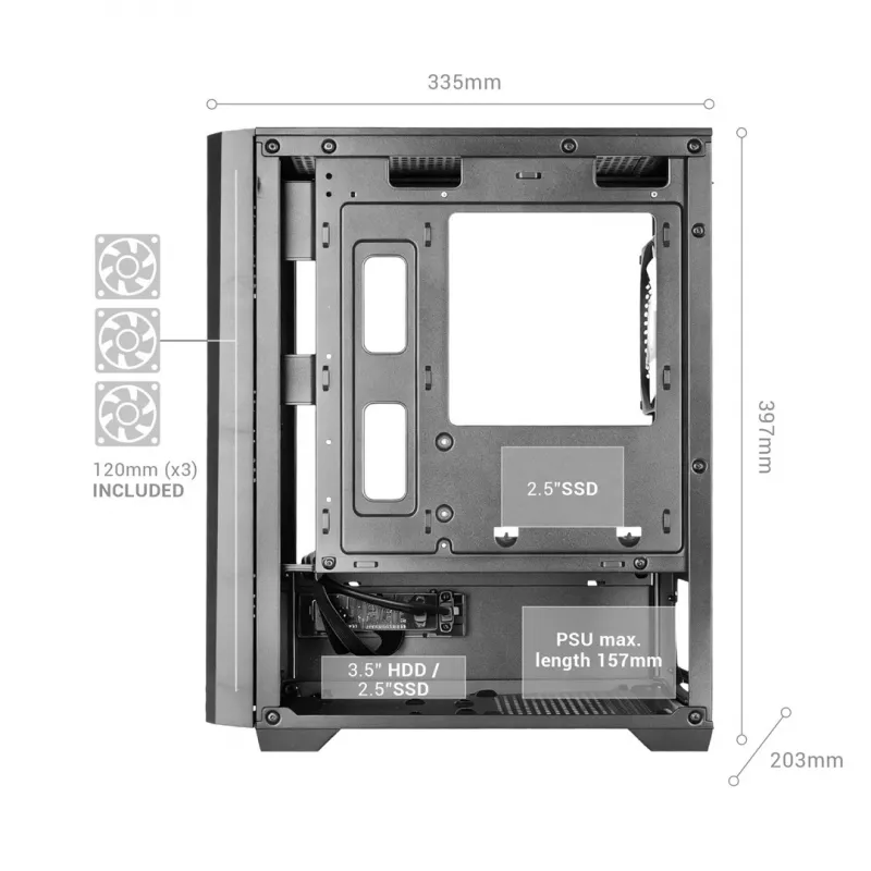 TACENS MARS MC-VECTOR 4xARGB USB-C Micro-ATX Tower κουτί