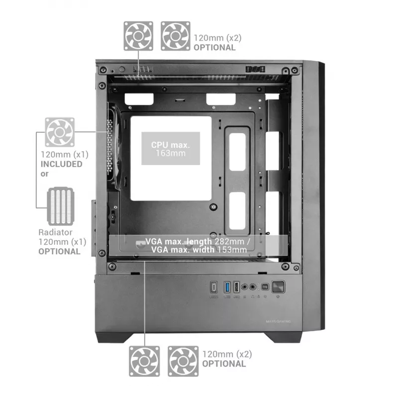 TACENS MARS MC-VECTOR 4xARGB USB-C Micro-ATX Tower κουτί