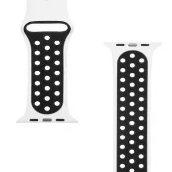 Tactical Apple Watch 42/44/45mm Διπλό Λουράκι Σιλικόνης Λευκό Μαύρο