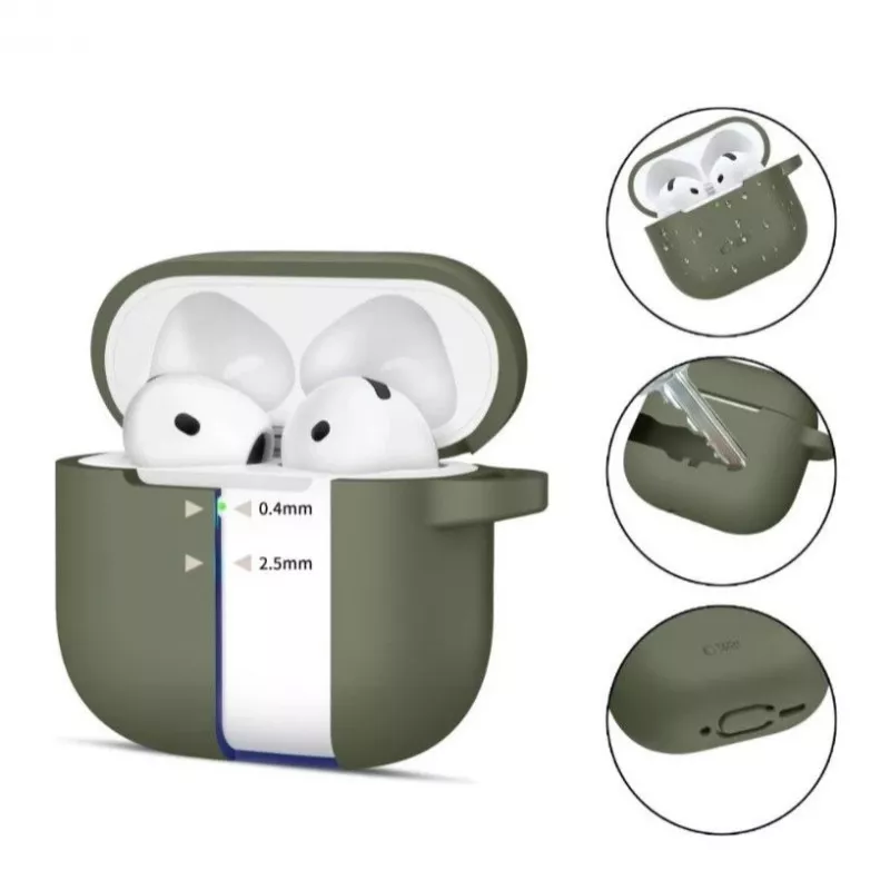 Tech-Protect Apple AirPods 4 θήκη σιλικόνης με άγκιστρο olive green