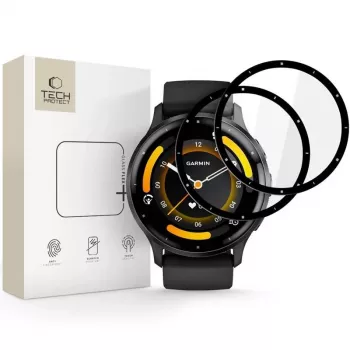 Tech-Protect Glass Flex+ Υβριδική Μεμβράνη Προστασίας Οθόνης για Garmin Venu 3 (Συσκευασία 2 τεμ., Μαύρο Περίγραμμα)