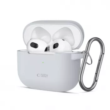 Tech-Protect Θήκη Σιλικόνης με Γάντζο για Apple AirPods 3 - Γκρι