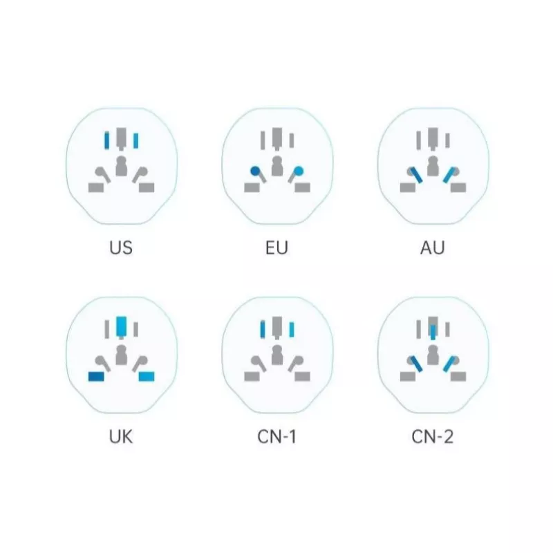 Tech-Protect Universal WL-09 universal ταξιδιωτικός αντάπτορας από EU λευκός