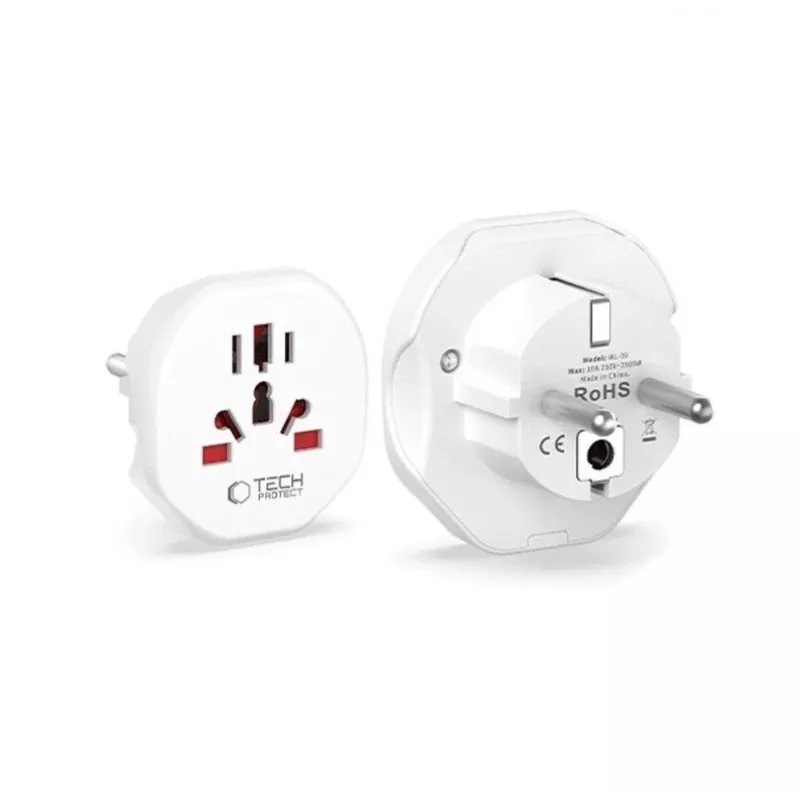 Tech-Protect Universal WL-09 universal ταξιδιωτικός αντάπτορας από EU λευκός