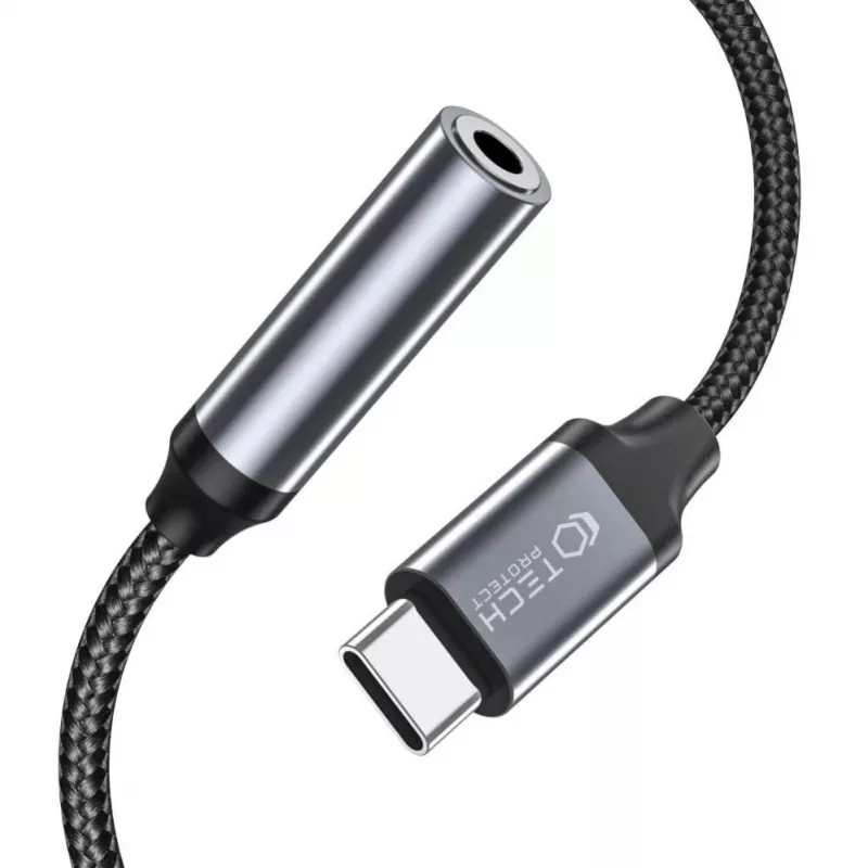 Tech-Protect Αντάπτορας Ήχου USB-C σε 3,5 mm Mini Jack (Υποδοχή) - Μαύρος