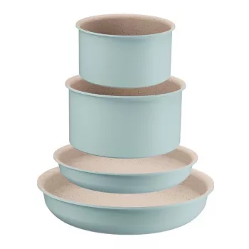 Tefal Ingenio Eucalyptus Σετ μαγειρικών σκευών 5 τεμ. με αποσπώμενες λαβές, αντικολλητική επικάλυψη Titan, κατάλληλα για επαγωγή, μαύρο/γκρι
