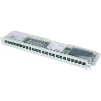 TELEGÄRTNER 19 ιντσών 1U αρθρωτό patch panel με 24 AMJ-S Cat.6A θωρακισμένα modules, T568A, IDC χωρίς εργαλεία, RJ45/RJ11/RJ12 J02023A0039