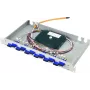 Telegärtner BASIS eco 1U 19 ιντσών LWL patch panel, 12x LC Duplex υποδοχές, χάλκινα περιβλήματα φωσφόρου, 24x OM3 50/125µm Pigtails, 2m, έτοιμο για συγκόλληση, τιρκουάζ πλαστικό κουτί