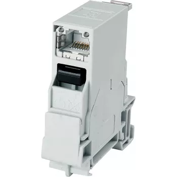 Telegärtner STX μονάδα RJ45 Cat.6A θωρακισμένη για τοποθέτηση σε ράγα DIN, ανοιχτό γκρι