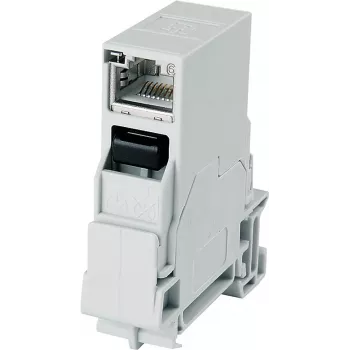 Telegärtner STX RJ45 Πρίζα ράγας DIN Cat.6A Θωρακισμένη, Ανοιχτό γκρι