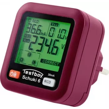 Testboy Testavit Schuki 6 Δοκιμαστής πρίζας με δοκιμή RCD, 230V, βύσμα Schuko 61610000