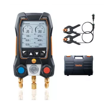 testo 550s Ψηφιακό σετ μετρητή manifold με Bluetooth και 2 ασύρματους αισθητήρες θερμοκρασίας με σφιγκτήρα (0564 5501)