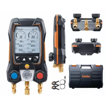testo 550s Ψηφιακό σετ μετρητή manifold με Bluetooth και 2 ασύρματους αισθητήρες θερμοκρασίας με σφιγκτήρα (0564 5501)