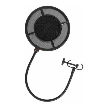 THRONMAX P1 pop filter διπλής στρώσης νάιλον mesh με λαιμό 350 mm και universal βιδωτό κλιπ, μαύρο