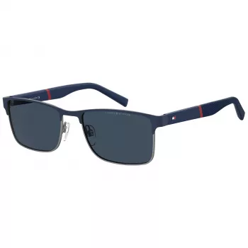 TOMMY HILFIGER TH-2040-S-KU0 ανδρικό ορθογώνια γυαλιά ηλίου Havanna σκελετός ασετάτ γκρι φακοί πολυανθρακικού UV400
