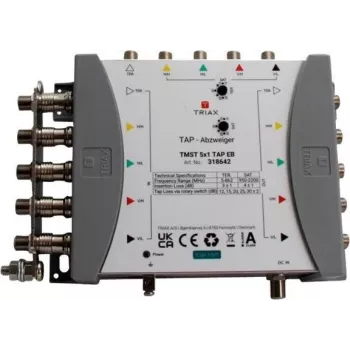 TRIAX TMST 5x1 TAP multiswitch με εξασθένηση διακλάδωσης 4 dB, 5 δορυφορικές είσοδοι, επίγεια είσοδος, 4 έξοδοι συνδρομητών 318642