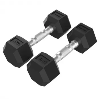Tunturi Platinum Hex Rubber Αλτήρας 4 kg Ζεύγος - Μαύρο/Ασημί