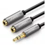 UGREEN 3.5mm Aux Stereo Καλώδιο διαχωρισμού ήχου με πλέξη 20cm Μαύρο