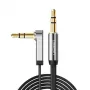 UGREEN AV119 ορθογώνιο επίπεδο καλώδιο Aux 3,5 mm 1,5 m - μαύρο/ασημί