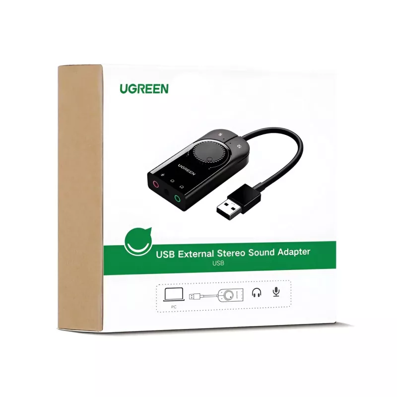 UGREEN CM129 USB-A σε 3,5mm Εξωτερικός Stereo Sound Adapter - Μαύρο
