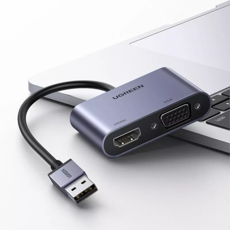 UGREEN CM449 Προσαρμογέας οθόνης USB-A σε HDMI + VGA 1080P