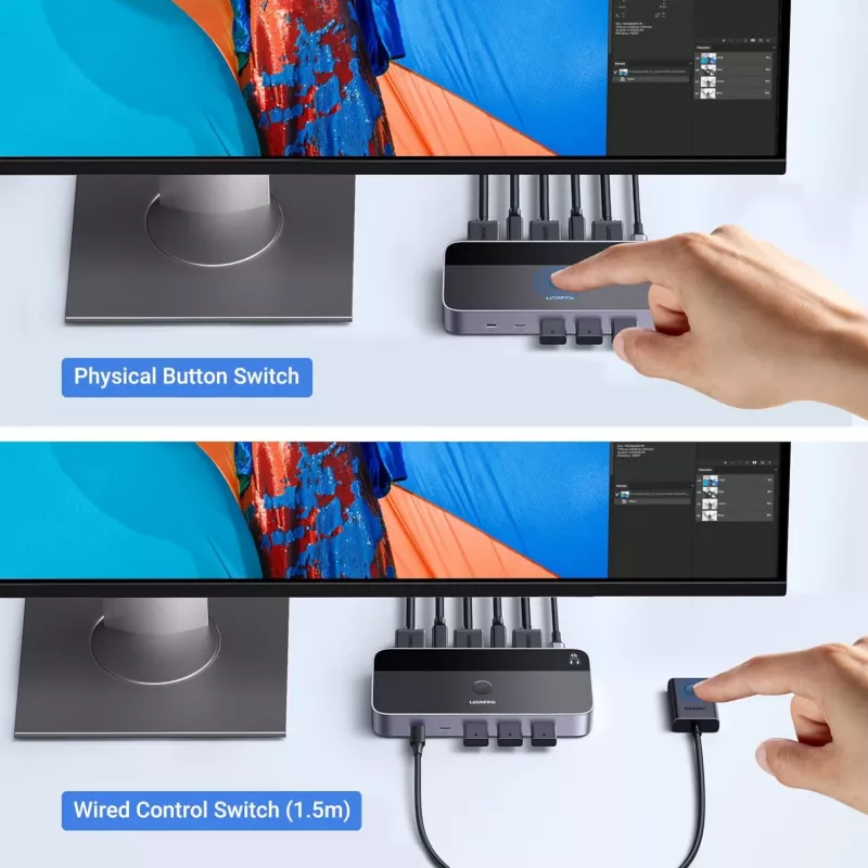UGREEN CM664 KVM Switch HDMI 2x1 4K@60Hz μαύρο