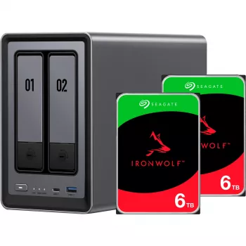 UGREEN DXP2800+ 2x Seagate IronWolf HDD Bundle - 2-Bay NAS με Intel Celeron N5105, 8GB DDR4, 2x 2,5GbE, με 2x 4TB HDDs