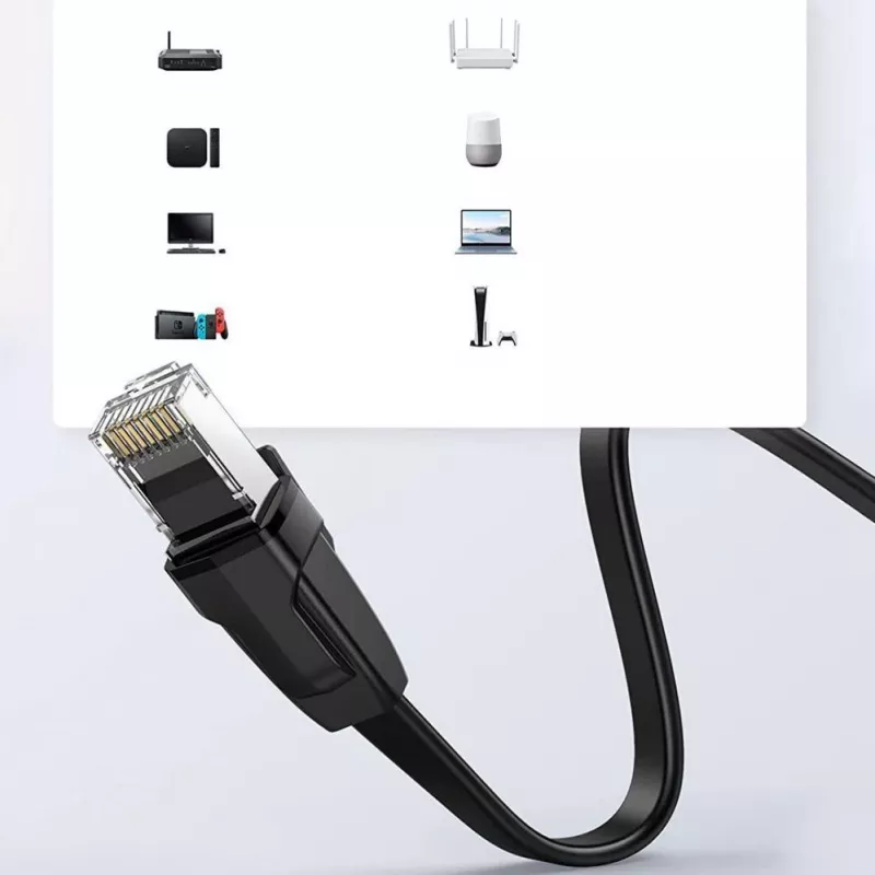 UGREEN NW102 Cat6 Επίπεδο Καλώδιο Ethernet Δικτύου 8m - Μαύρο