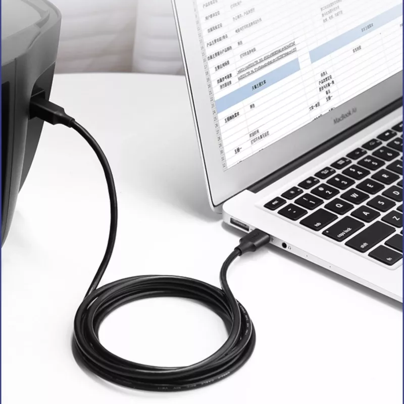UGREEN US135 καλώδιο USB 2.0 A-B, επιχρυσωμένο, 2m, μαύρο