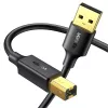 UGREEN US135 καλώδιο USB 2.0 A-B, επιχρυσωμένο, 2m, μαύρο