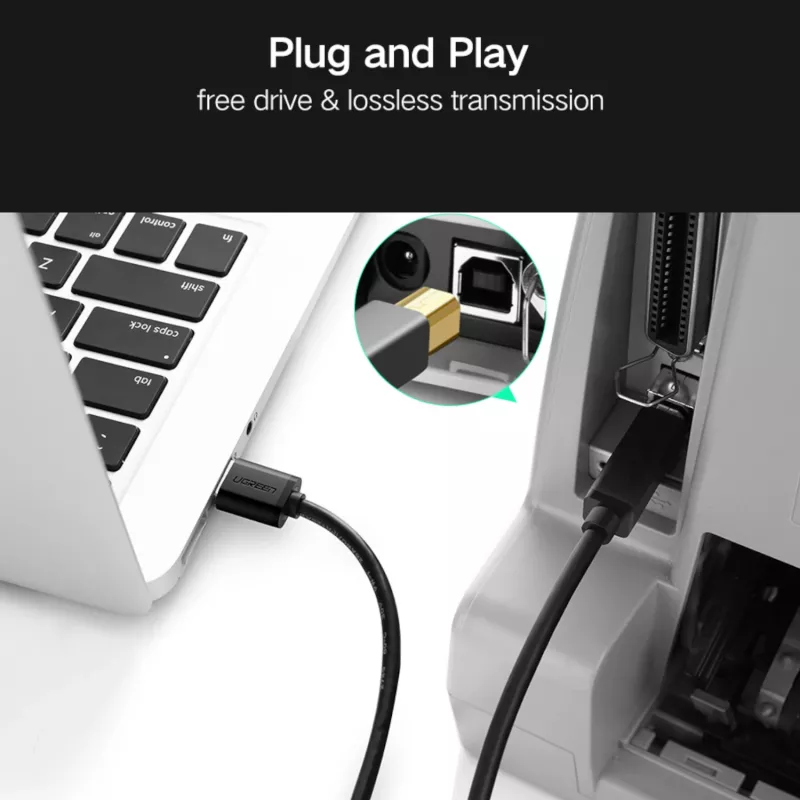 UGREEN US210 Καλώδιο USB 3.0 A σε B, 2m, μαύρο