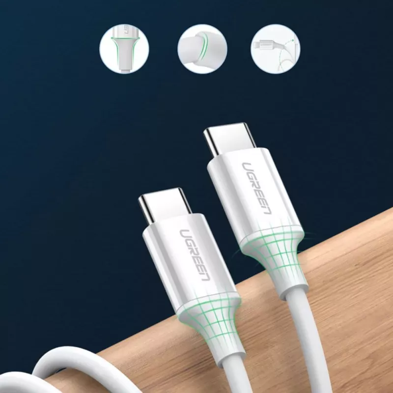 UGREEN US264 Καλώδιο USB-C σε USB-C 1m Λευκό 100W PD QC AFC