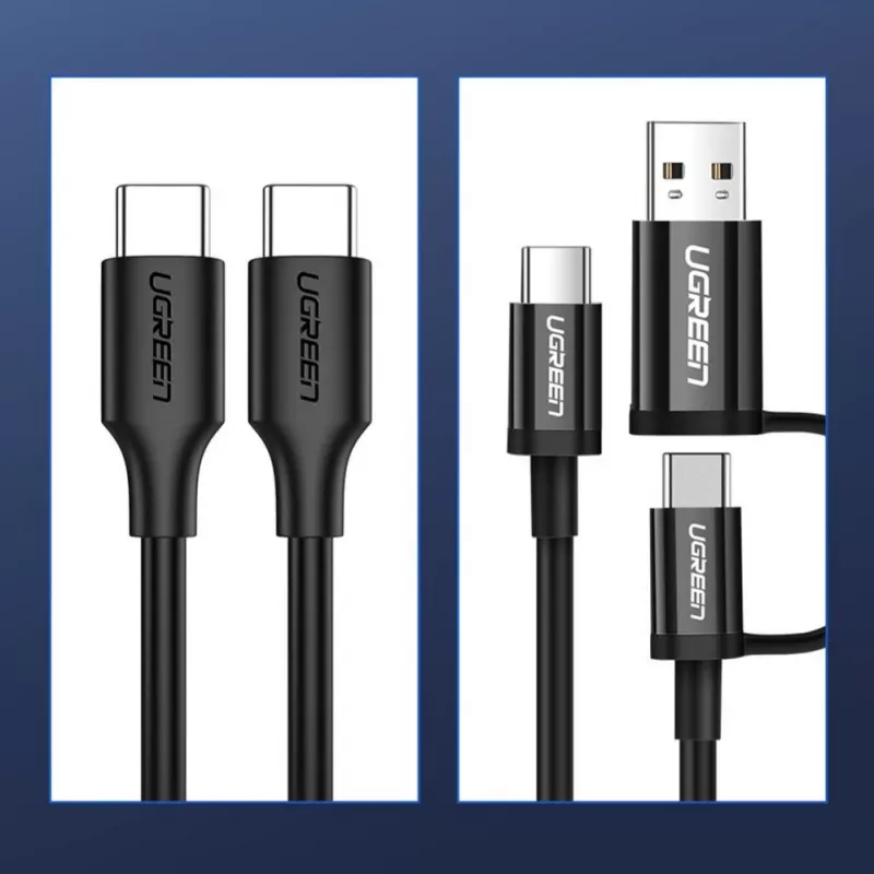 UGREEN US286 Καλώδιο USB-C σε USB-C 1m Μαύρο - PD QC 3A 480Mbps
