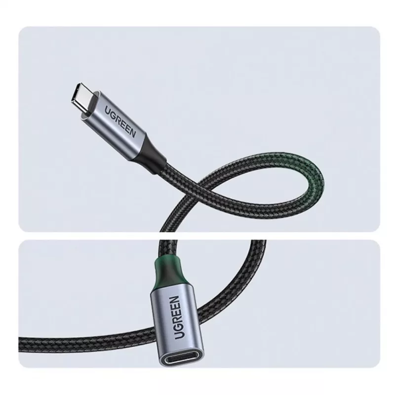 UGREEN US372 USB-C σε USB-C καλώδιο 100W 5A 10Gbps 0,5m γκρι