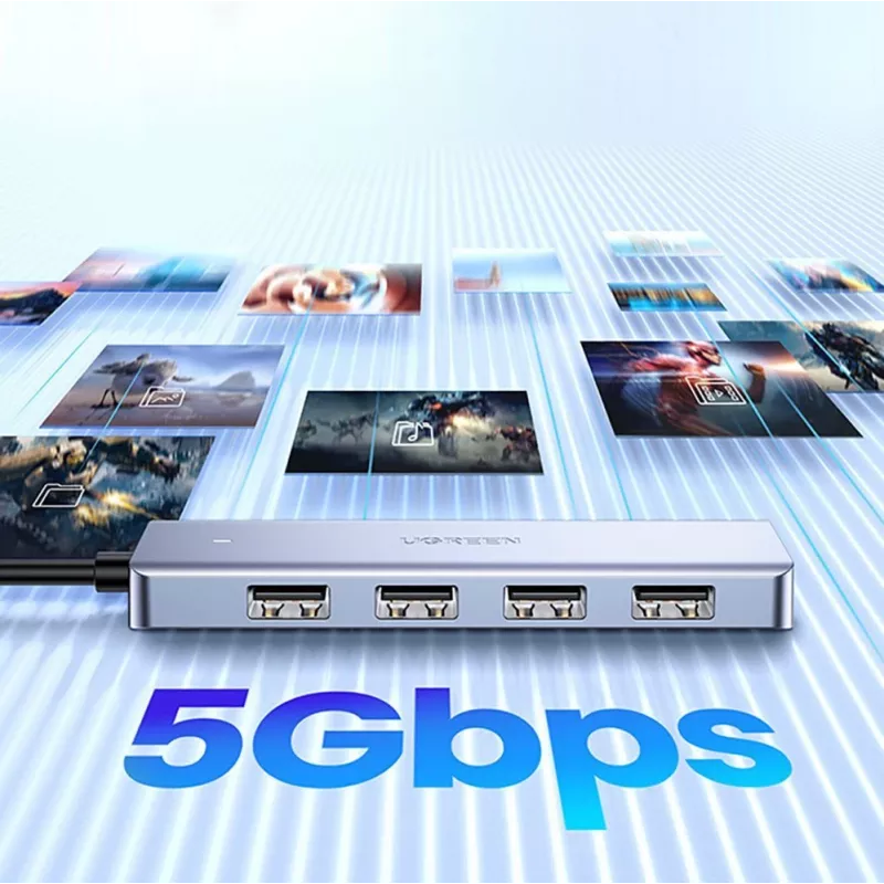 UGREEN USB 3.0 Hub 4-Port με Καλώδιο 1m - Μαύρο (CM219)
