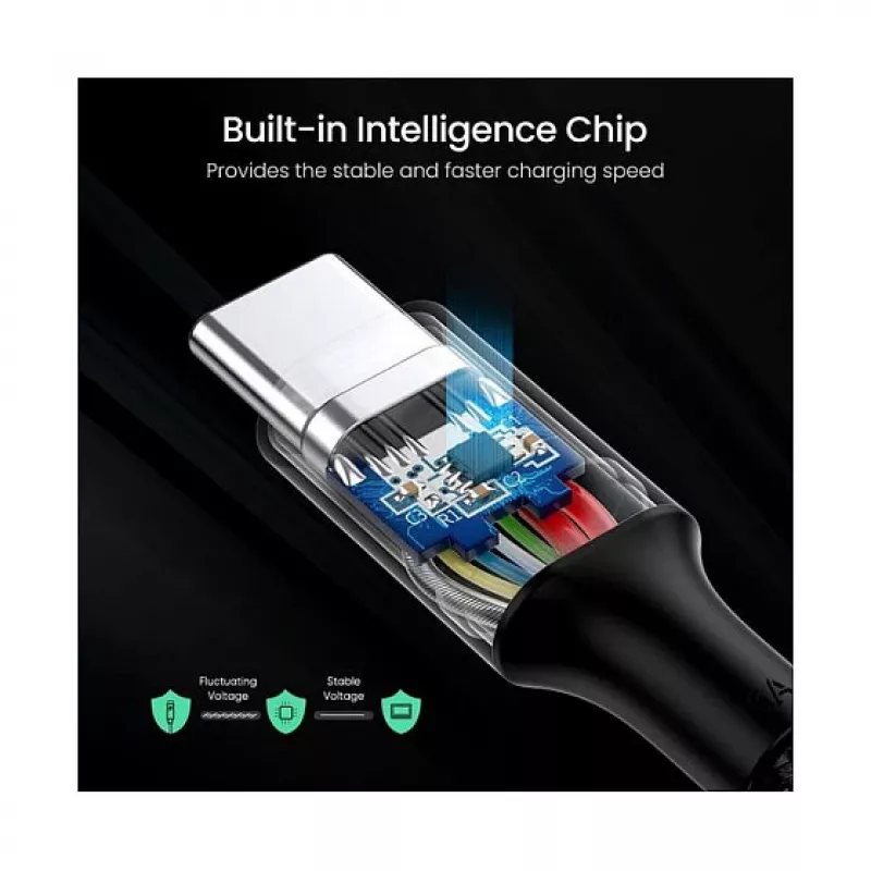 UGREEN Καλώδιο φόρτισης USB-C σε USB-C 100W πλεκτό νάιλον 2m μαύρο