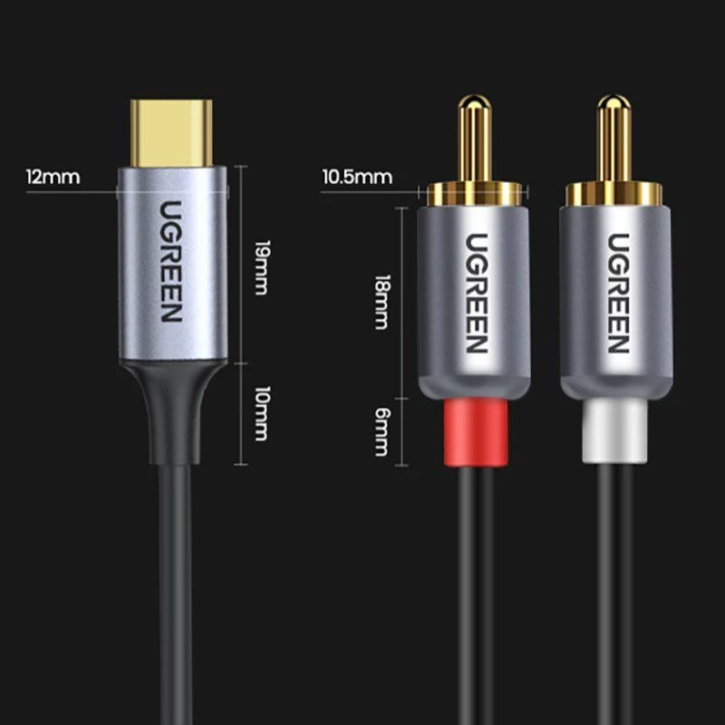 UGREEN USB Type-C σε 2RCA καλώδιο ήχου 1,5m γκρι (20193 CM451)