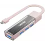 UNITEK αμφίδρομο hub USB-C/USB-A, 4 θυρών, 5Gbps, ροζ